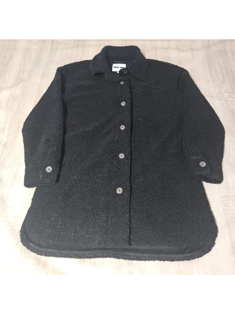 Lucky Brand Size L  Black Teddy Sherpa Shirt Jacket Shacket Oversized